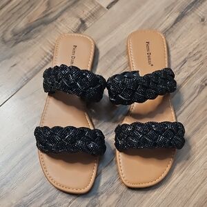 Pierre Dumas Women’s Black and Tan Braided Sandals 10